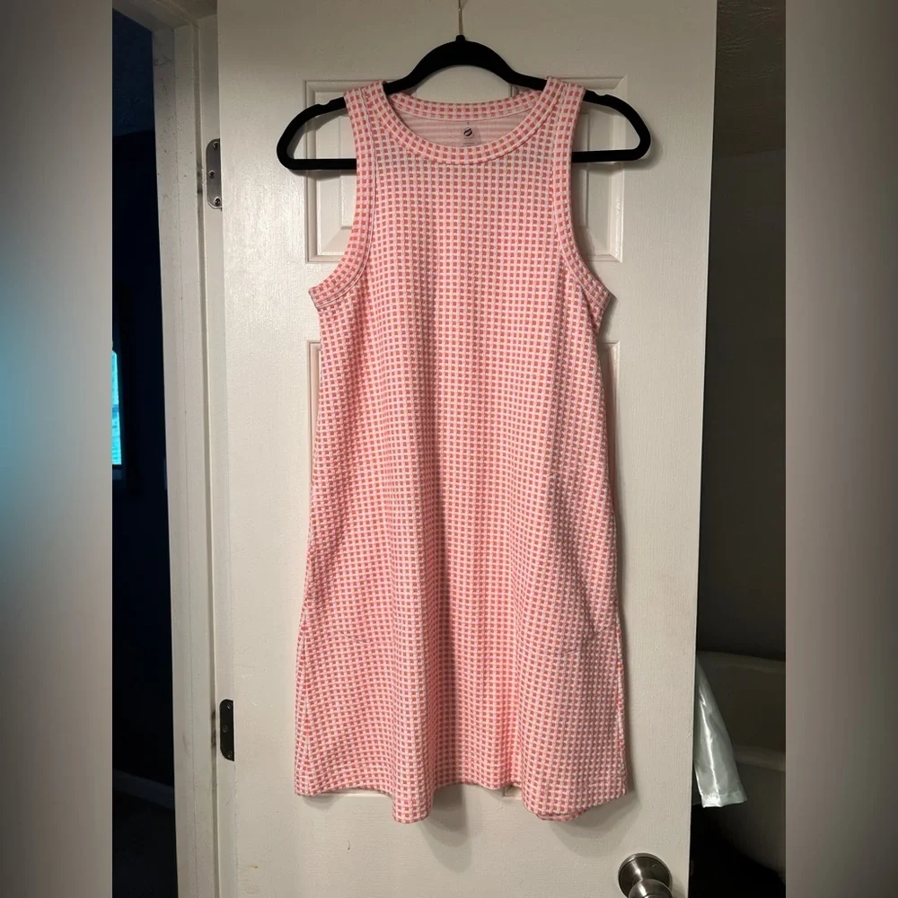 Lou & Grey Gingham Jacquard Halter Mini Pocket Dress Size Small - Picture 2 of 8